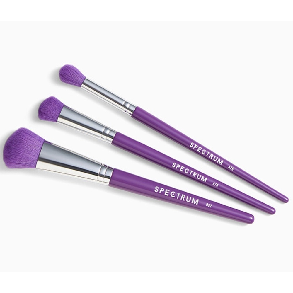 Spectrum Makeup Brush Set 3pc Purple OS Vegan Cruelty Free Glam Beauty Tools